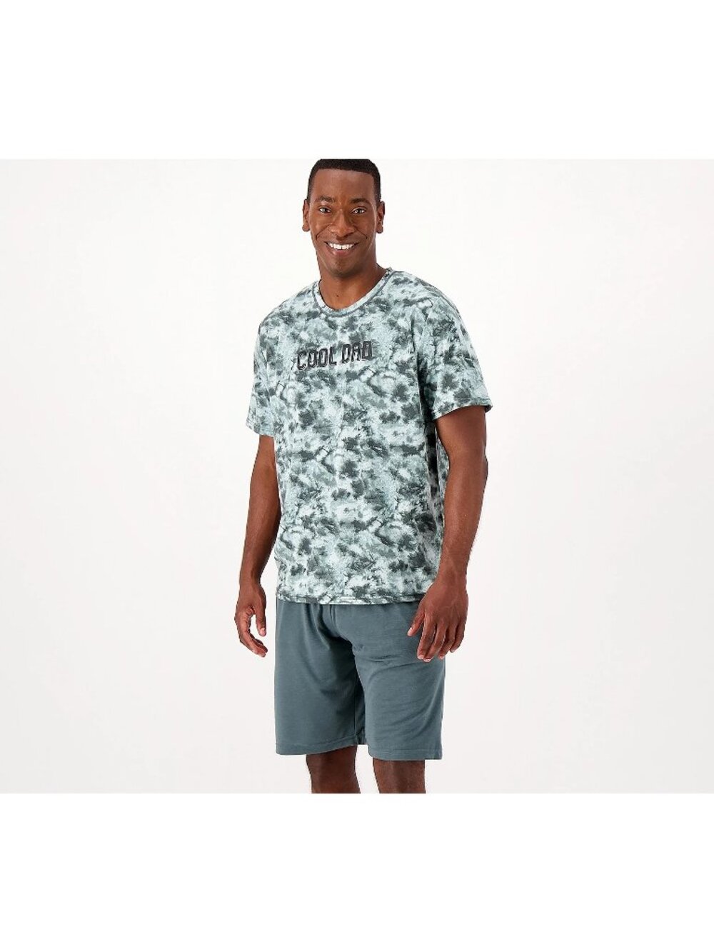 Cuddl Duds Tee and Bermuda Set Small Crewneck Short Sleeve Green Tie Dye NEW